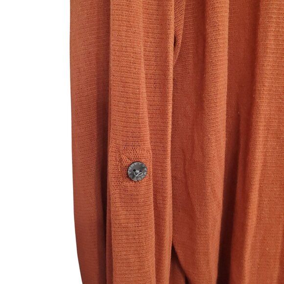 Soft Surroundings 2X Cardigan Mesh Sheer Open Tie Asymmetric Hem Roll Tab Autumn - Picture 7 of 10